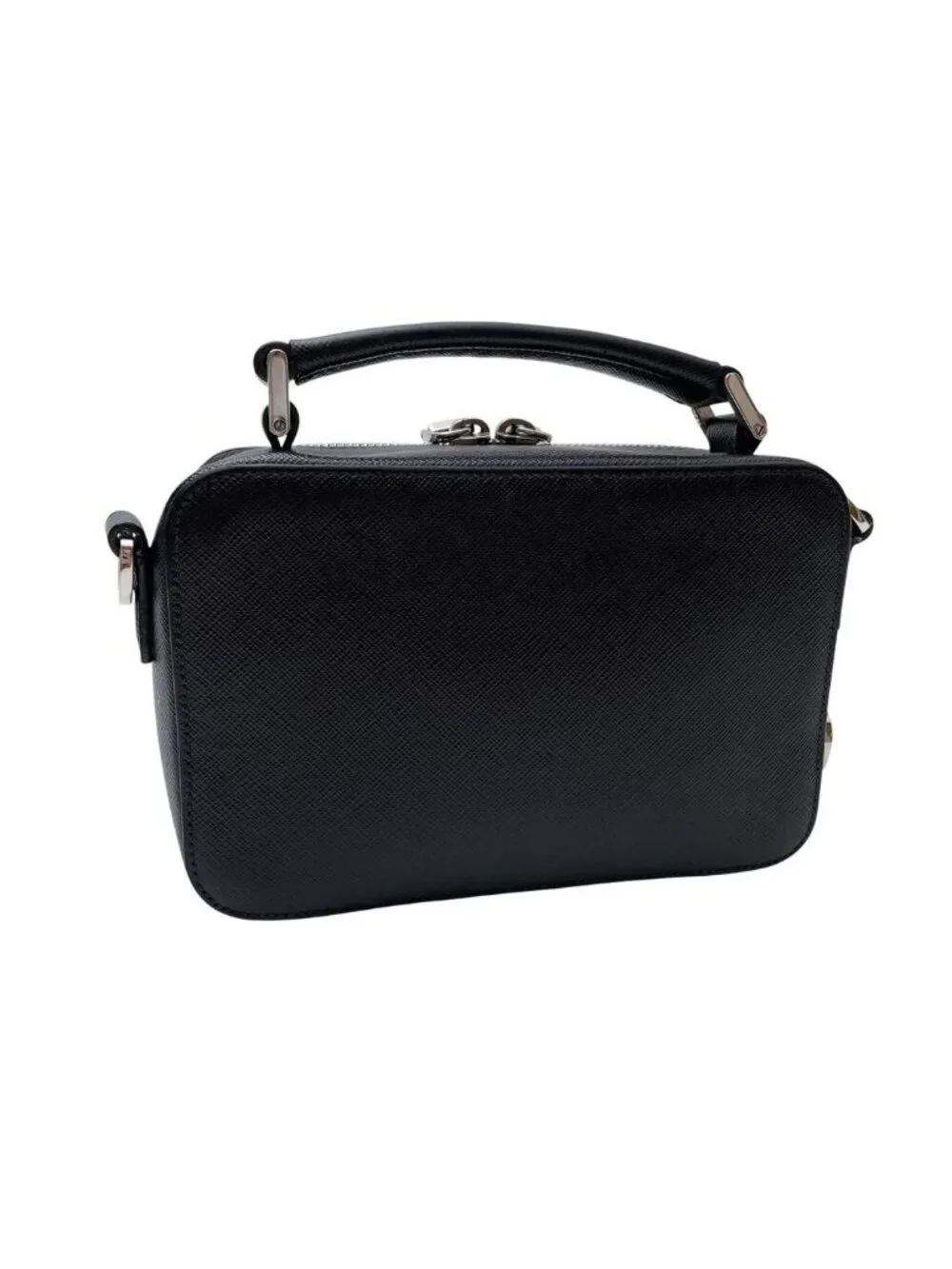 Prada Saffiano Leather Brick Shoulder Bag Black